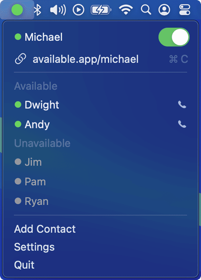 Available app screenshot showing Michael and friends
